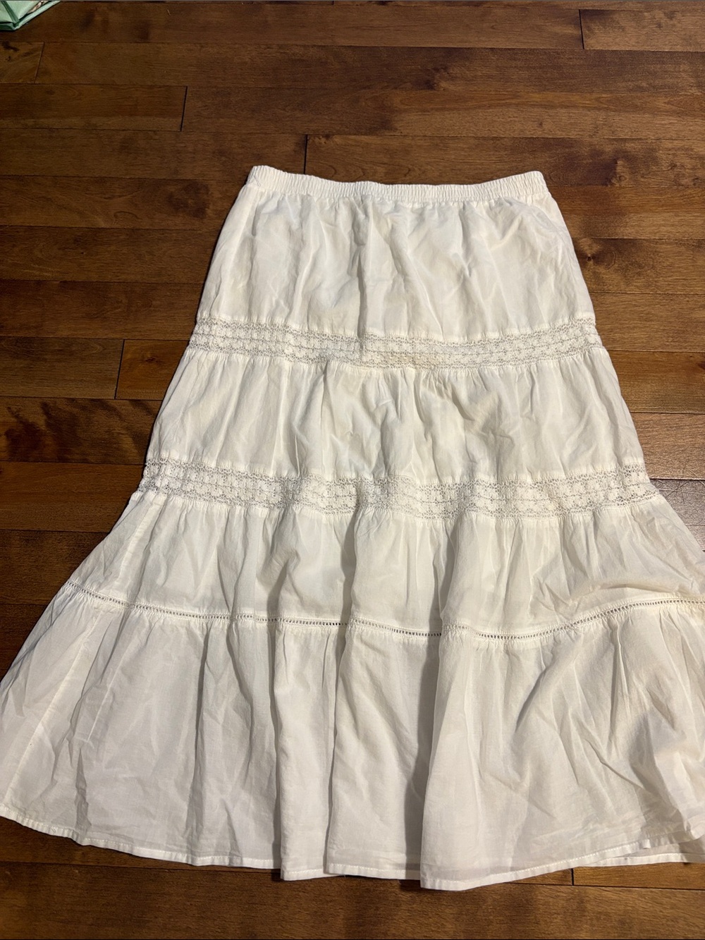 White Tiered Cotton Midi Skirt - Classic Women's Skirt
